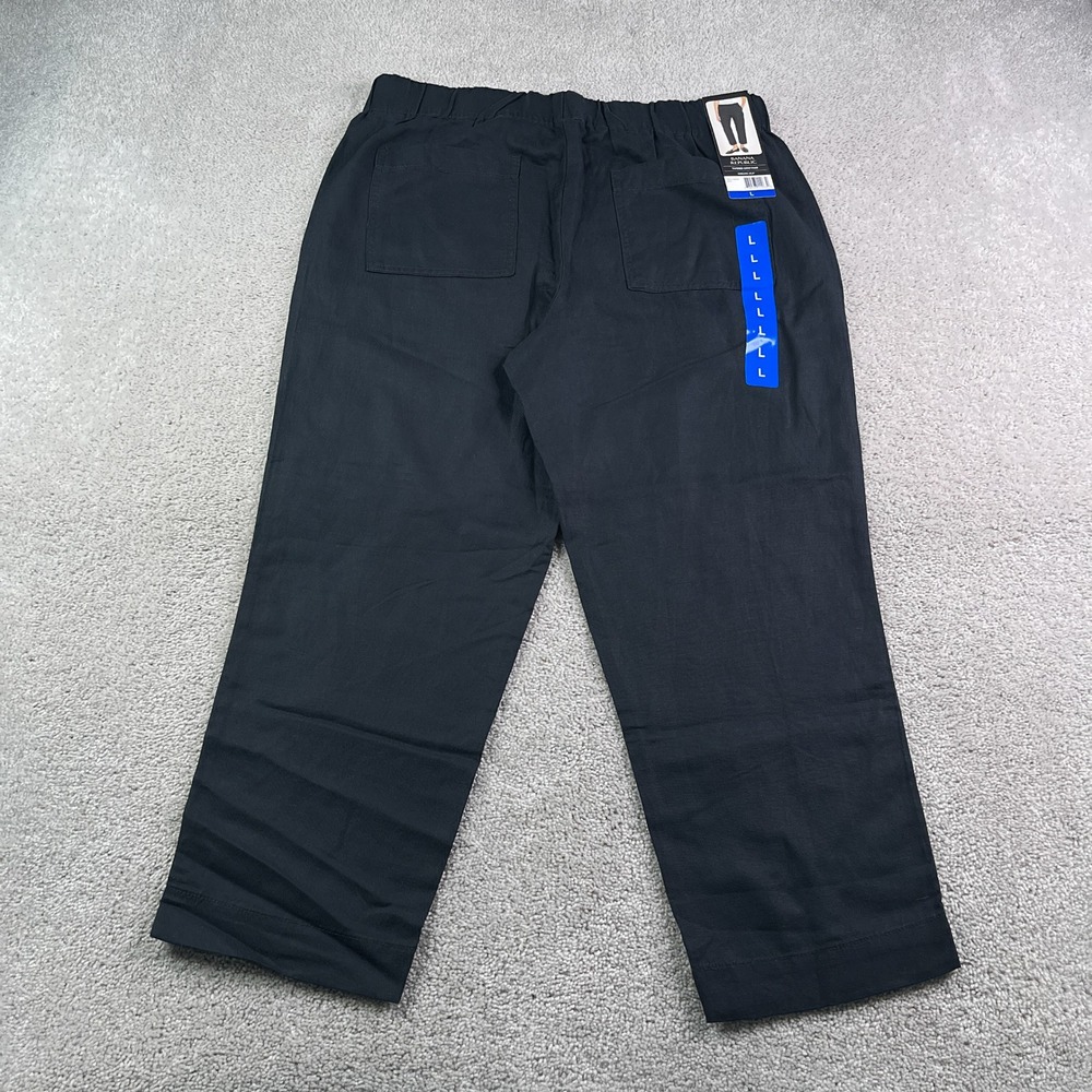 NEW Banana Republic Pants Womens Large Black Tapered Crop Lyocell Linen Career